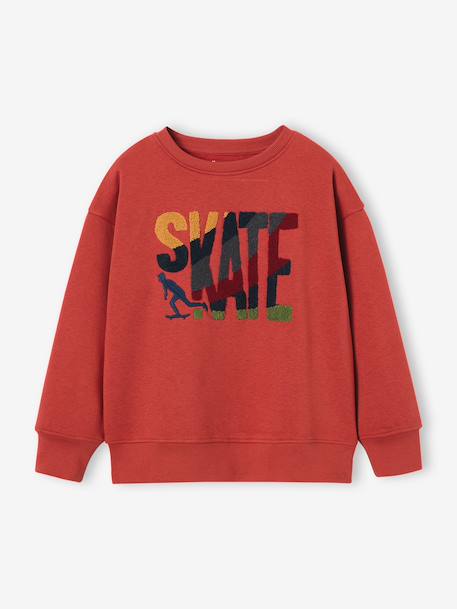 Sweatshirt met ronde hals voor jongens marineblauw+terracottategel - vertbaudet enfant 
