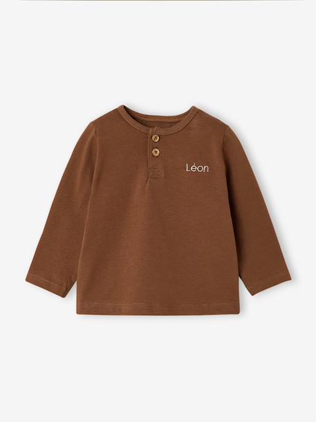 Set van 2 babyjongensshirts met lange mouwen cacao+smaragdgroen - vertbaudet enfant 