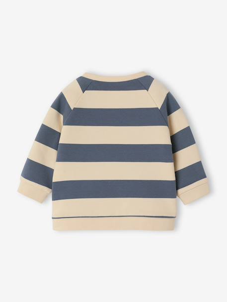 Gestreept sweatshirt van molton baby dennen+grijsblauw+groen, gestreept - vertbaudet enfant 