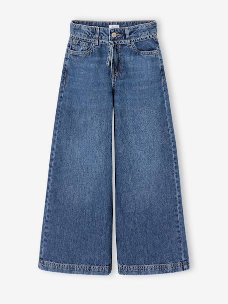 Meisjesjeans met wijde pijpen middenblauw - vertbaudet enfant 