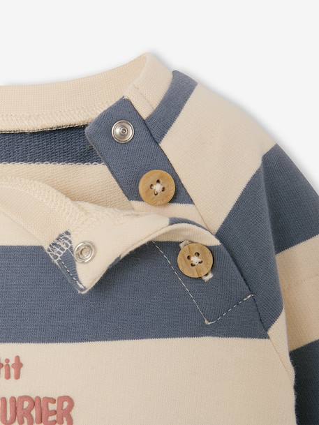 Gestreept sweatshirt van molton baby dennen+grijsblauw+groen, gestreept - vertbaudet enfant 