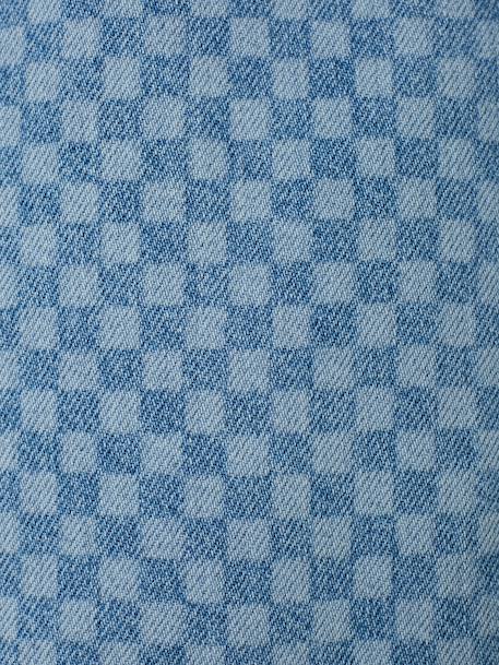 Wijde jeans in paperbagstijl met bloemmotieven voor meisjes denimgrijs+grijs+lichtblauw - vertbaudet enfant 