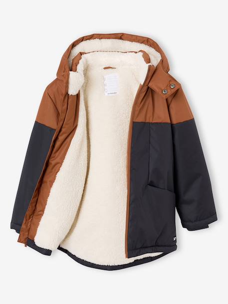Technische parka met capuchon jongen hazelnoot+ketelbruin - vertbaudet enfant 