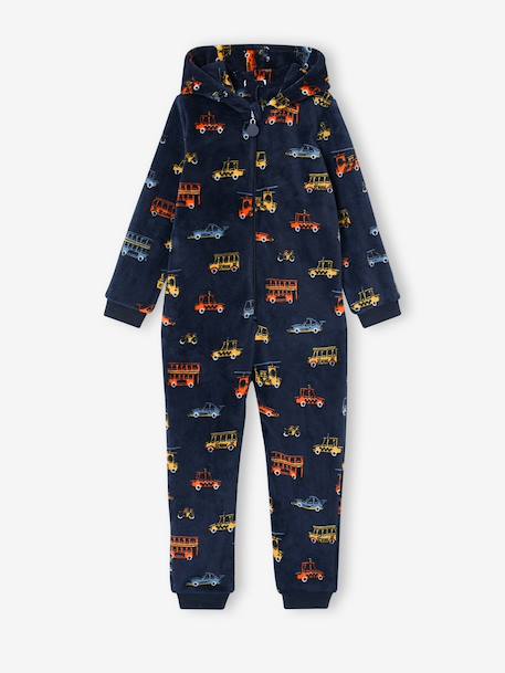 Jongenspyjama jumpsuit met capuchon marineblauw - vertbaudet enfant 