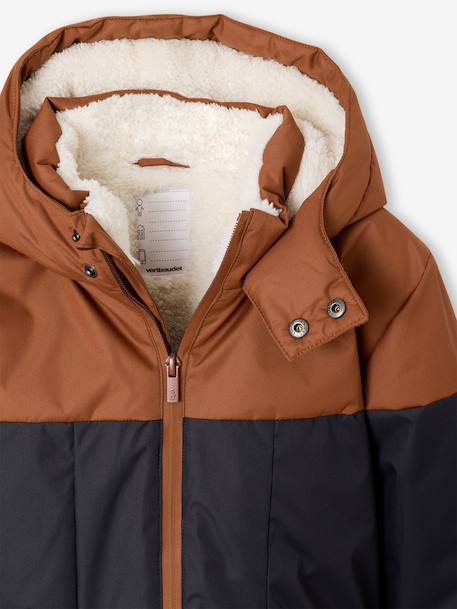 Technische parka met capuchon jongen hazelnoot+ketelbruin - vertbaudet enfant 