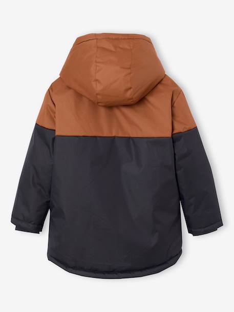 Technische parka met capuchon jongen hazelnoot+ketelbruin - vertbaudet enfant 