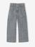 Wijde jeans in paperbagstijl met bloemmotieven voor meisjes denimgrijs+grijs+lichtblauw - vertbaudet enfant 