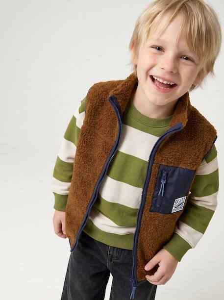 Sherpa bodywarmer jongen ecru+karamel - vertbaudet enfant 
