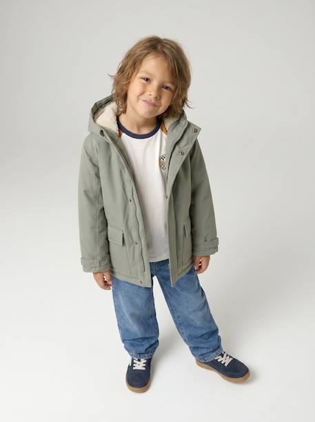 3-in-1-parka voor baby met afneembaar vest kaki+korstmos+Marinegrijs+pecannoot - vertbaudet enfant 