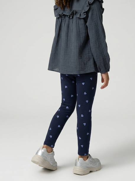 Bedrukte legging voor meisjes amandelgroen+blauw+blauwgroen+groen, bedrukt+inktblauw+roze, bedrukt+zachtpaars - vertbaudet enfant 