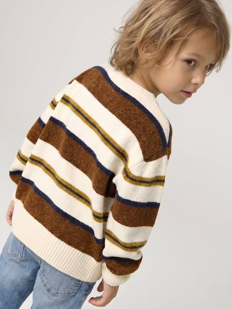 Gestreepte jongenstrui met lange mouwen hazelnoot+marineblauw - vertbaudet enfant 