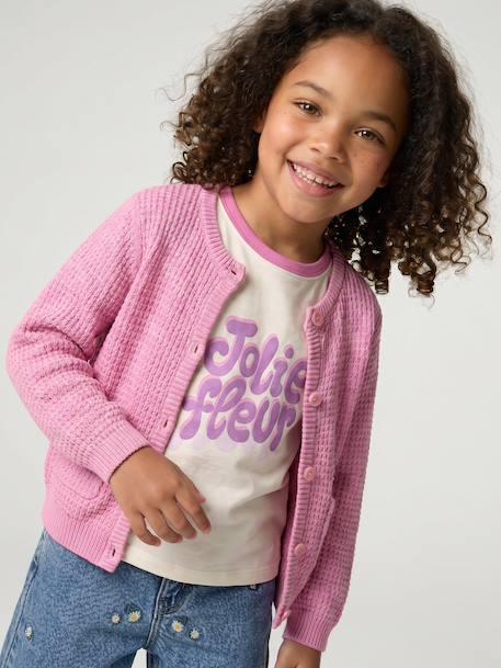 Gebreid vest voor meisjes lila - vertbaudet enfant 