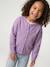 Gebreid meisjesvest met lange mouwen ecru+lavendel+saliegroen - vertbaudet enfant 