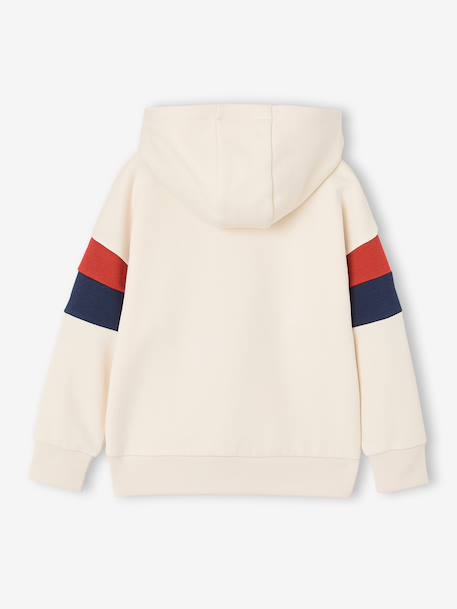 Sweater met capuchon met geplaatste print gemêleerd wit+marineblauw+pecannoot+saliegroen+wit - vertbaudet enfant 