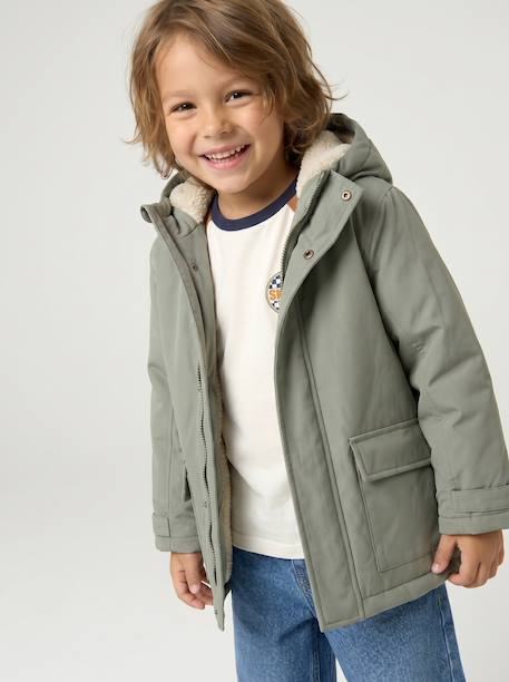 3-in-1-parka voor baby met afneembaar vest kaki+korstmos+Marinegrijs+pecannoot - vertbaudet enfant 