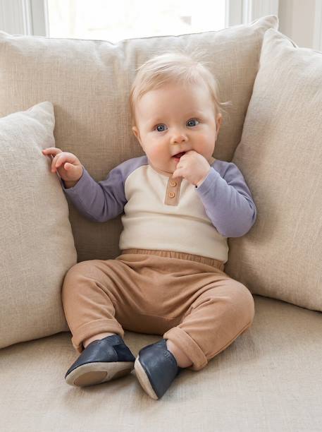 Molton babybroek 6316+Beige gevlekte AOP walvis+kameel+rozen - vertbaudet enfant 