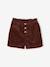 Fluwelen short met paperbag-vorm meisjes chocoladebruin+grijs+groenblauw+kameel+kaneel+zachtpaars - vertbaudet enfant 