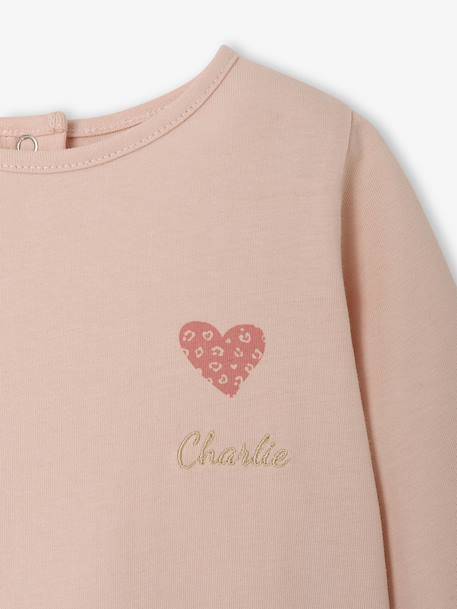 Babyshirt met lange mouwen en hart grijsblauw+lichtroze - vertbaudet enfant 