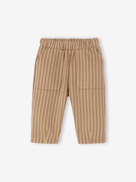 Wijde babybroek voor jongens beige+smaragdgroen - vertbaudet enfant 