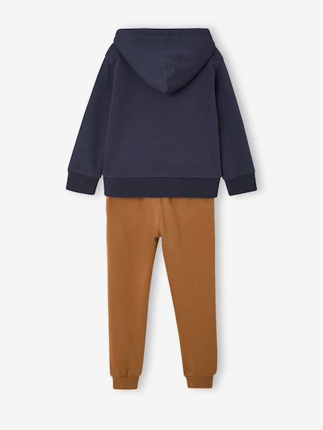 Sportset met capuchon voor jongens bordeauxrood+okergeel+saliegroen - vertbaudet enfant 