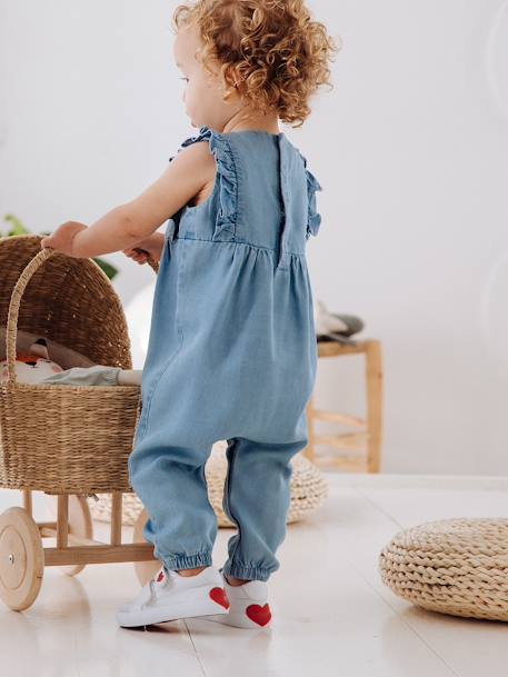 Stoffen tennisschoenen met klittenband voor babymeisjes groen madeliefjesprint+ijsblauw+paars, bedrukt+roze, bedrukt+veel roze+WIT - vertbaudet enfant 