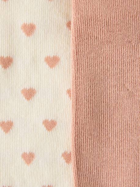 Set van 2 paar maillots met hartjes voor babymeisjes beige+marineblauw - vertbaudet enfant 