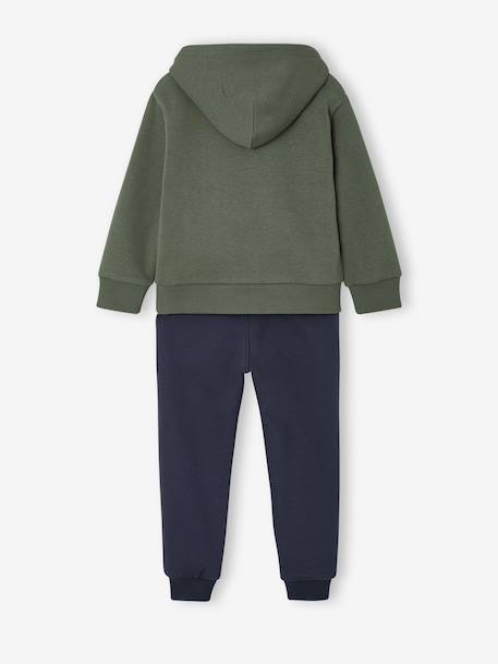 Sportset met capuchon voor jongens bordeauxrood+okergeel+saliegroen - vertbaudet enfant 