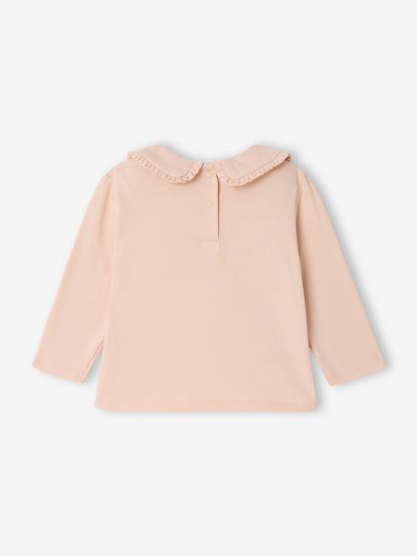Baby T-shirt met lange mouwen en claudinekraag blauwgroen+lichtbeige+lichtroze - vertbaudet enfant 