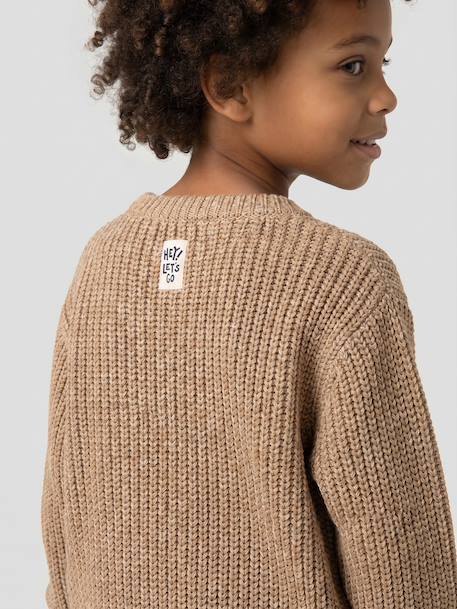 Jongens trui met ronde hals gemêleerd beige - vertbaudet enfant 