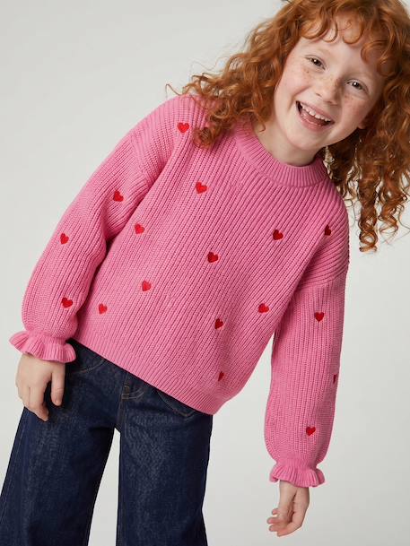 Meisjestrui met hartjes ecru+marineblauw+rozen - vertbaudet enfant 