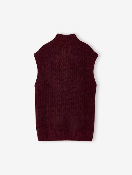 Mouwloze trui met col voor meisjes JONEN bordeauxrood - vertbaudet enfant 