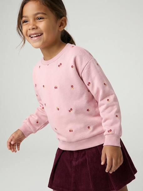 Meisjessweater met lange mouwen ecru+lichtroze - vertbaudet enfant 