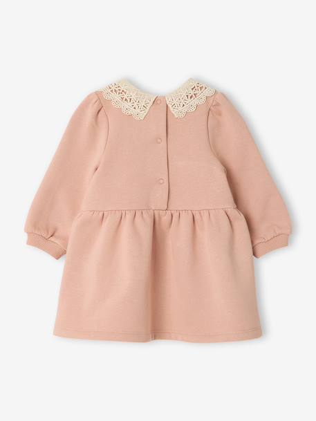 Babyjurk van sweater met gehaakte kraag groen+roze (poederkleur) - vertbaudet enfant 