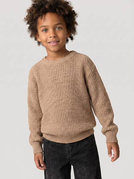 Jongens trui met ronde hals gemêleerd beige - vertbaudet enfant 