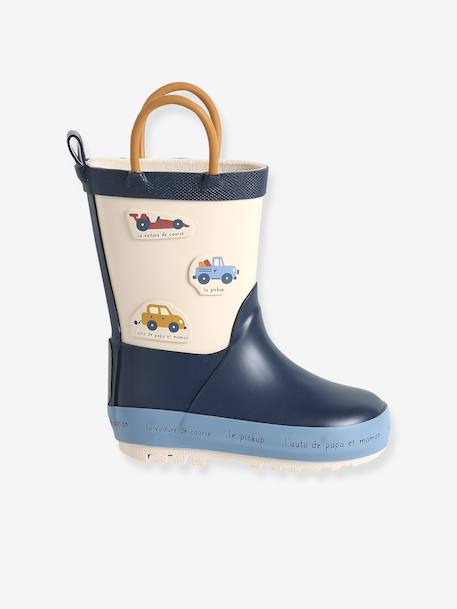 Gestreepte regenlaarzen voor baby groen, bedrukt+lichtblauw+marineblauw+marineblauw, gestreept - vertbaudet enfant 