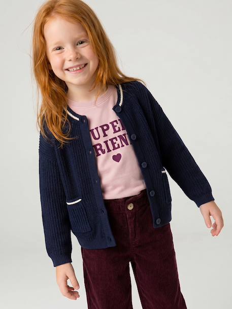 Gebreid vest voor meisjes marineblauw - vertbaudet enfant 
