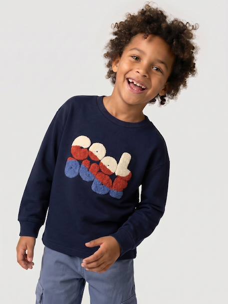 Jongensshirt met lange mouwen hazelnoot+marineblauw - vertbaudet enfant 