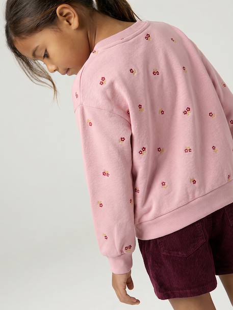 Meisjessweater met lange mouwen ecru+lichtroze - vertbaudet enfant 