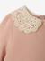 Babyjurk van sweater met gehaakte kraag groen+roze (poederkleur) - vertbaudet enfant 
