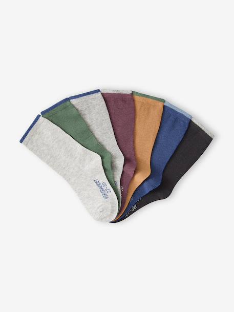 Set van 7 paar jongenssokken Oeko-Tex® beige+chocoladebruin+gemêleerd grijs - vertbaudet enfant 