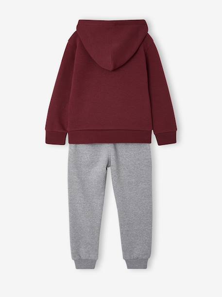 Sportset met capuchon voor jongens bordeauxrood+okergeel+saliegroen - vertbaudet enfant 