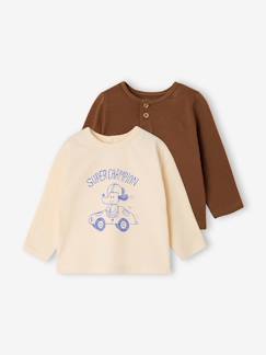 Baby-T-shirt, souspull-Set van 2 babyjongensshirts met lange mouwen