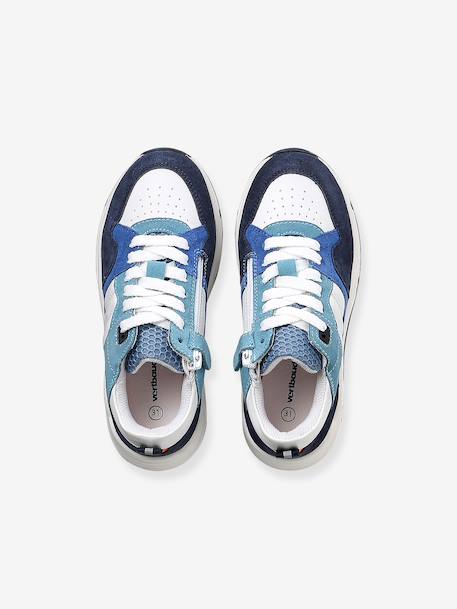 Jongenssneakers van leer met veters marineblauw - vertbaudet enfant 