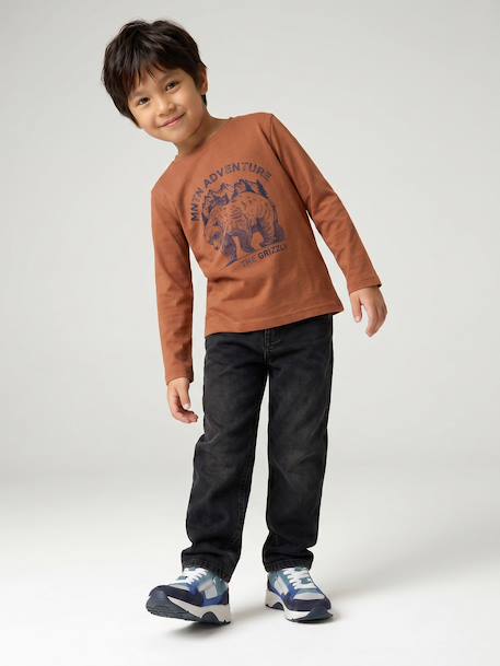 Jongensshirt met lange mouwen antraciet+cappuccino+rood+saliegroen+wit - vertbaudet enfant 