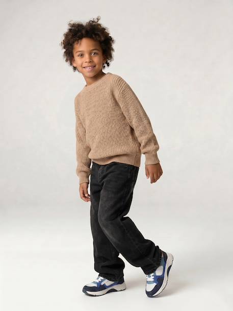 Jongens trui met ronde hals gemêleerd beige - vertbaudet enfant 
