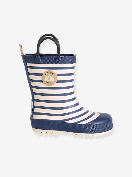 Gestreepte regenlaarzen voor baby groen, bedrukt+lichtblauw+marineblauw+marineblauw, gestreept - vertbaudet enfant 