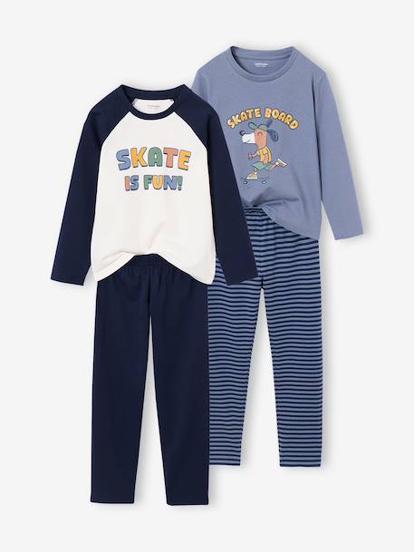 Set van 2 jongenspyjama's grijsblauw - vertbaudet enfant 