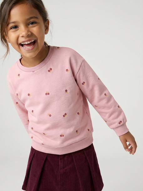 Meisjessweater met lange mouwen ecru+lichtroze - vertbaudet enfant 