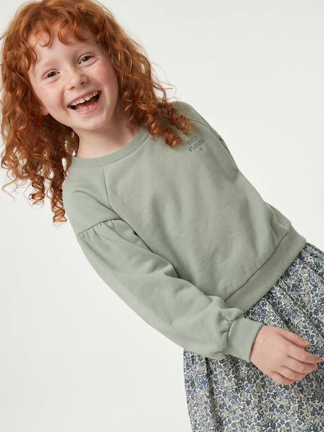 Meisjesjurk van bimateriaal antraciet+ecru+saliegroen+zachtpaars - vertbaudet enfant 