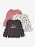 Set van 3 BASICS meisjesshirts met lange mouwen antraciet+ecru+grijsblauw+indigoblauw+koraal+rozen+zachtpaars - vertbaudet enfant 